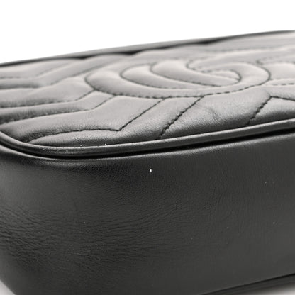 Gucci Calfskin Matelasse Mini GG Marmont Chain Shoulder Bag Black 11 of 13