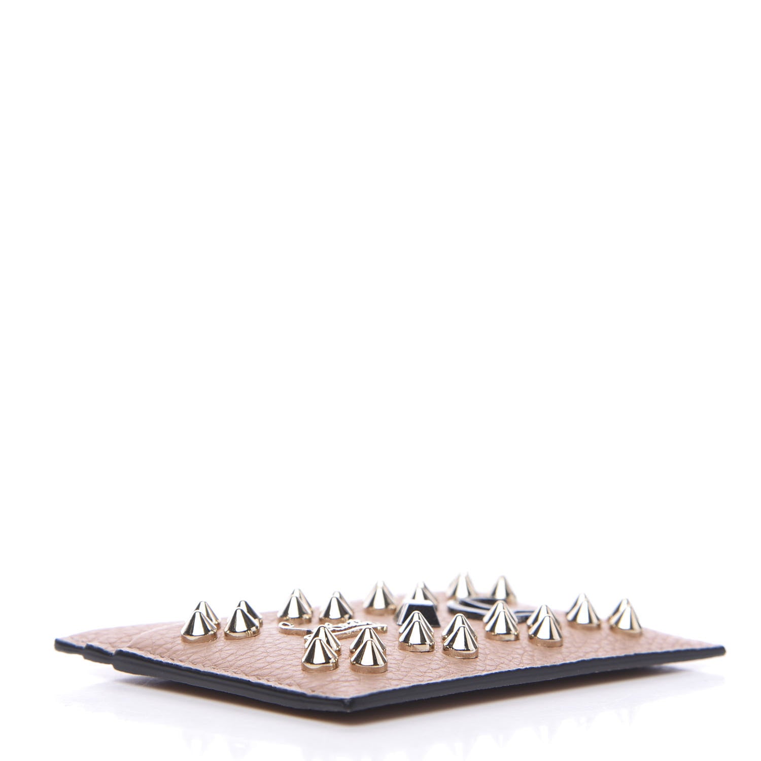 Christian Louboutin Calfskin Kios Studded Card Holder Dune 3 of 6