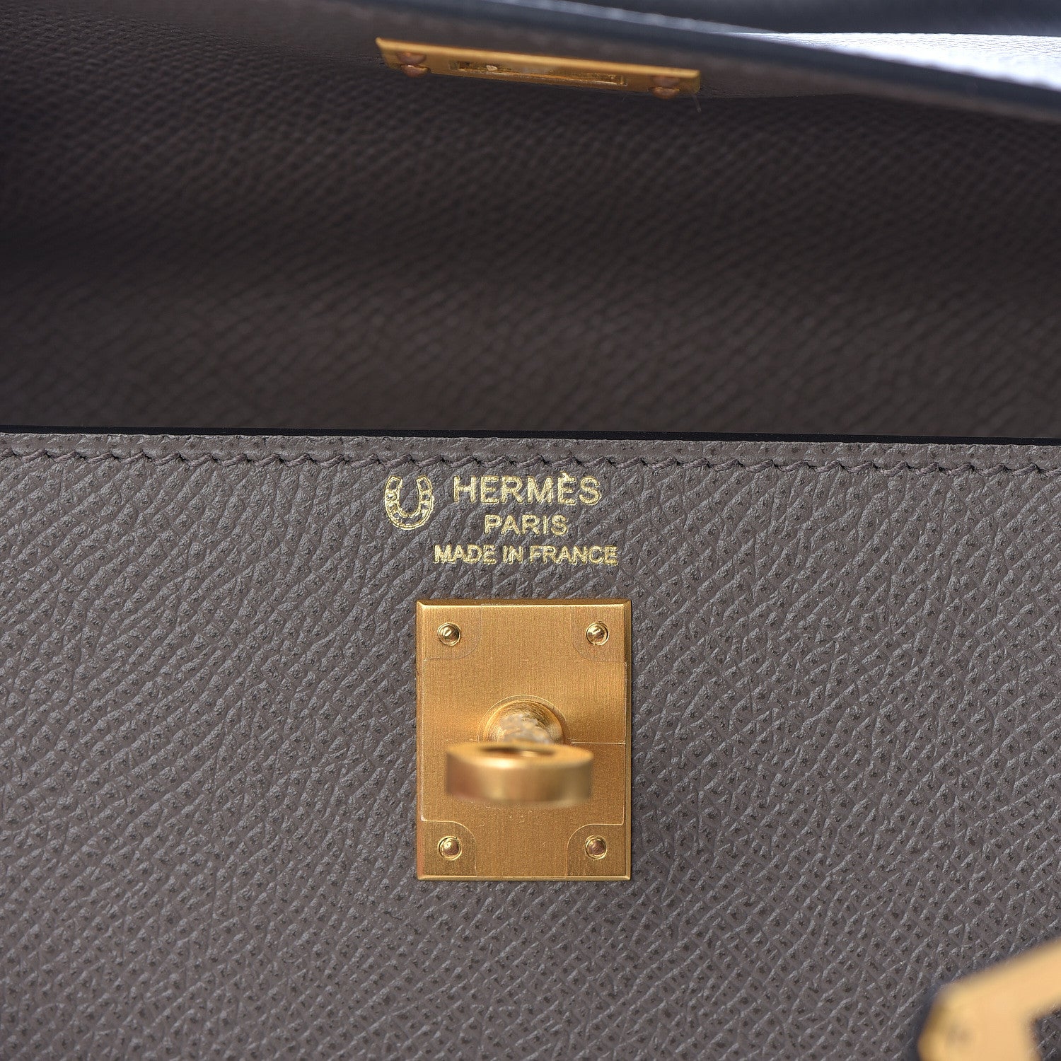 Hermes Epsom Bi Color Horseshoe Kelly Sellier 25 Etain Black 22 of 40