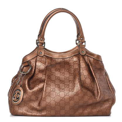Gucci Metallic Guccissima Medium Sukey Tote Bronze 1 of 7