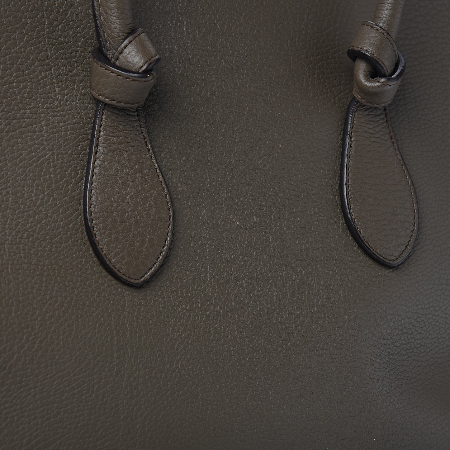 Crisped Calfskin Large Tie Knot Tote Dark Khaki
