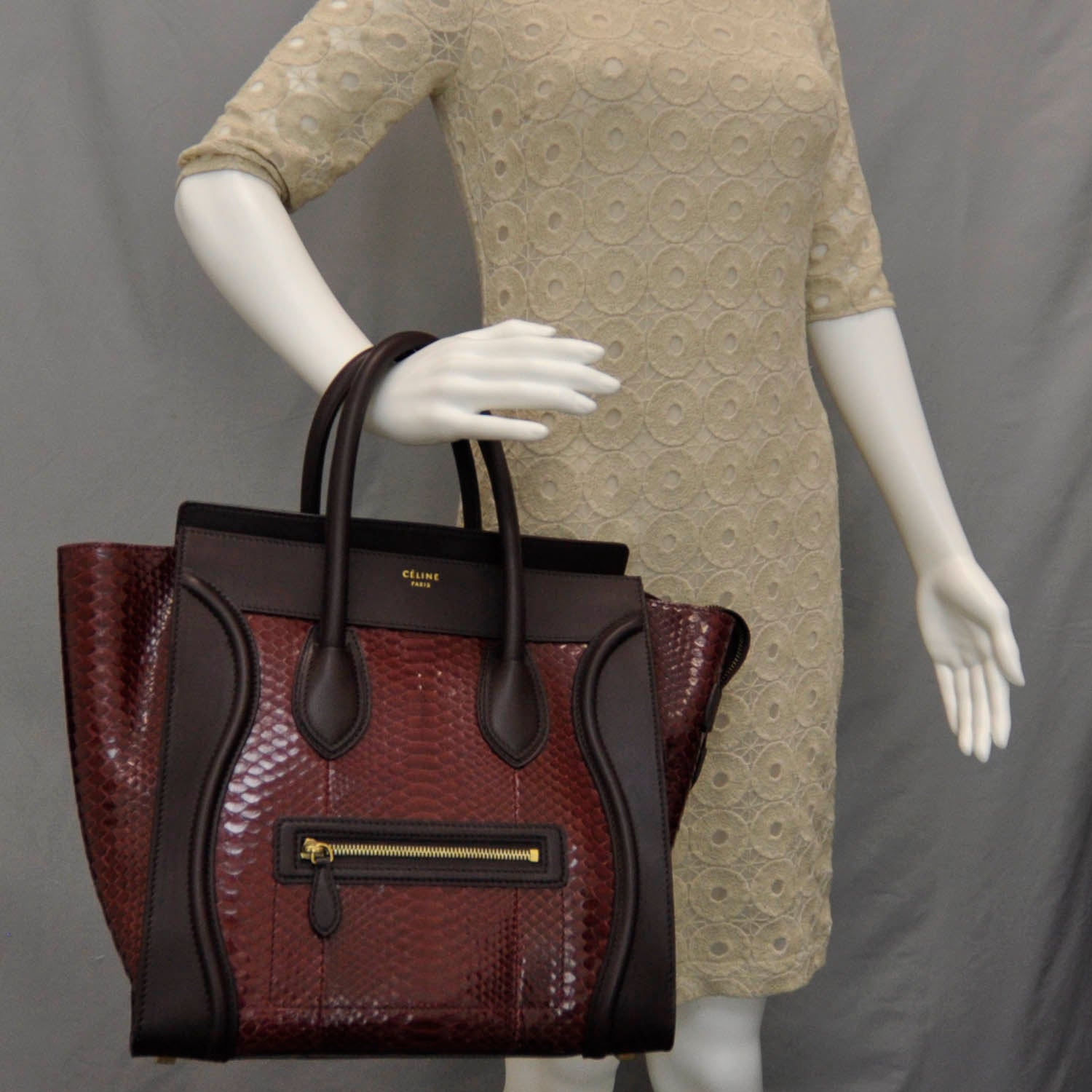 Celine Python Mini Luggage Burgundy 2 of 8
