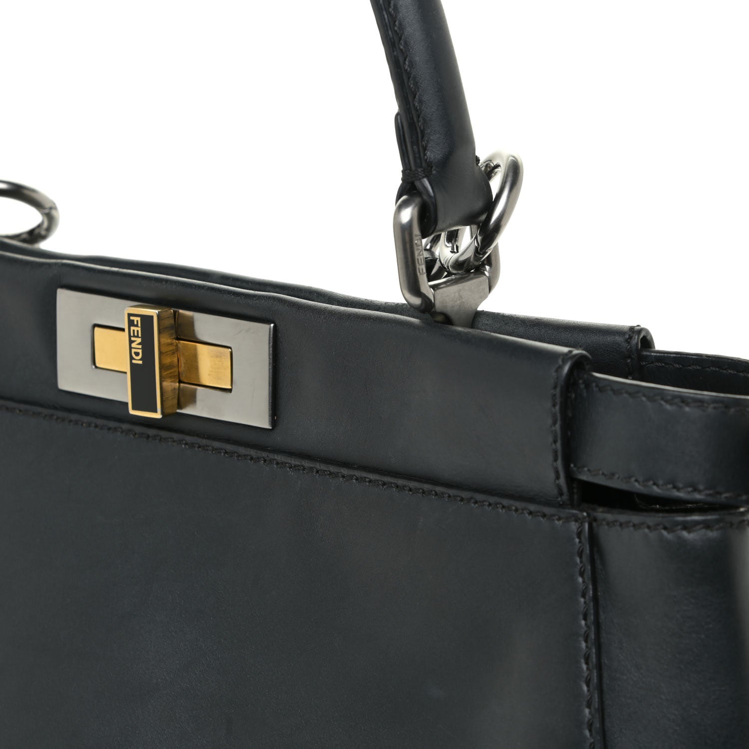 Fendi Vitello Suede Medium Peekaboo Iconic Satchel Black 14 of 19