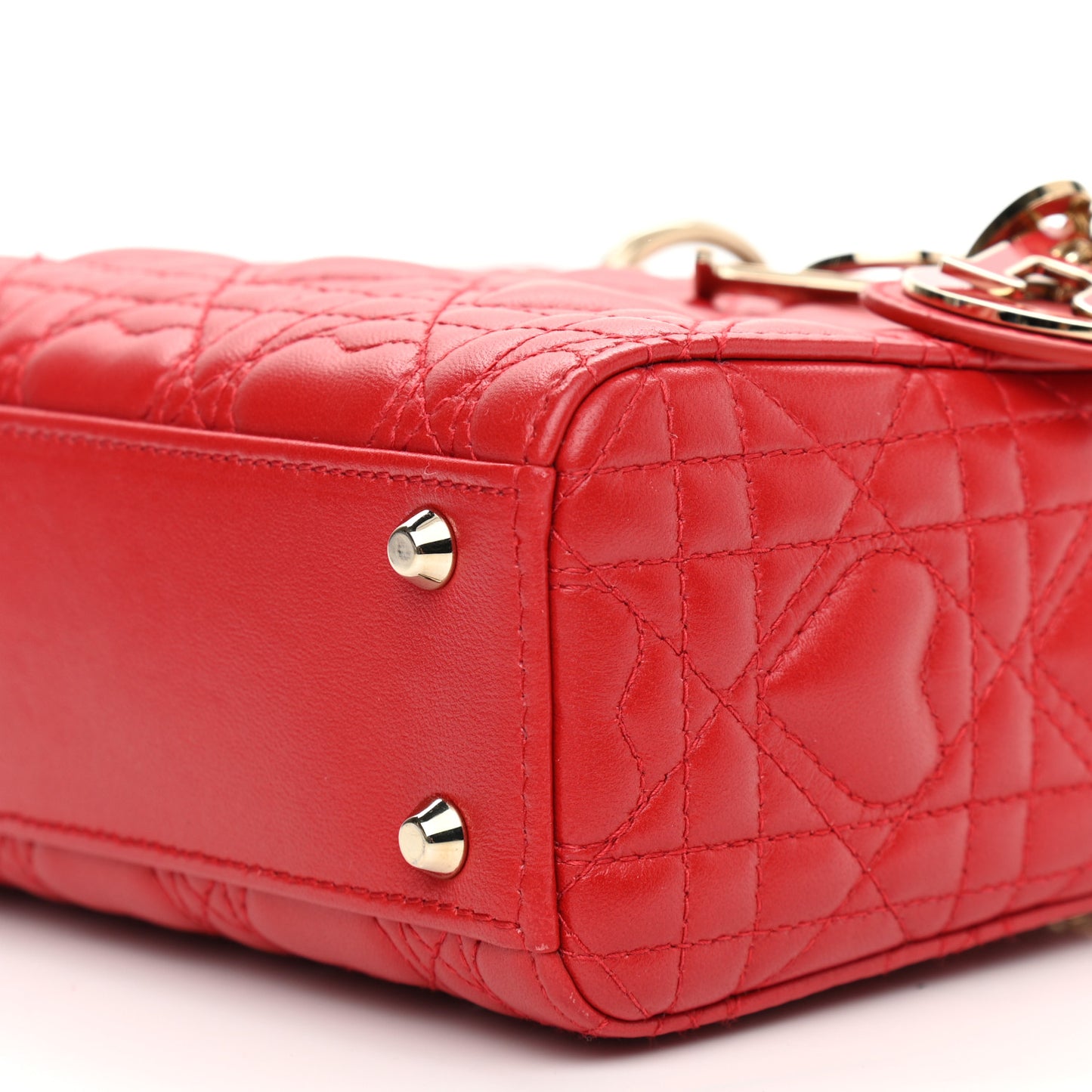 Calfskin Cannage Dioramour Mini Lady Dior Bag Bright Red