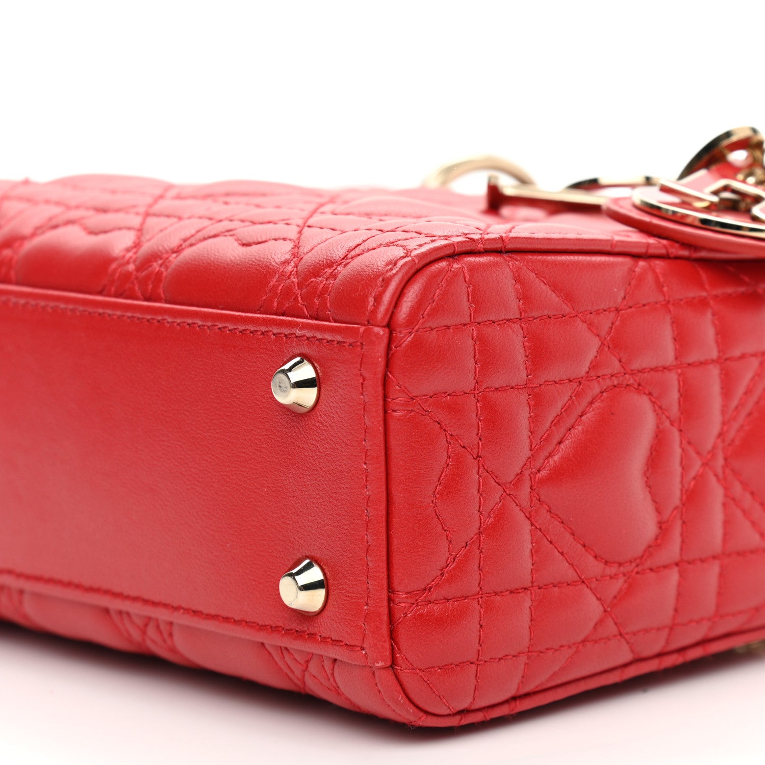 Christian Dior Calfskin Cannage Dioramour Mini Lady Dior Bag Bright Red 6 of 11