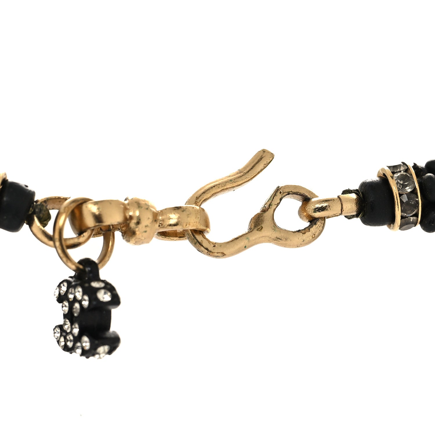 Chanel Wood Crystal Bead Camellia Multi Strand Necklace Black 4 of 6