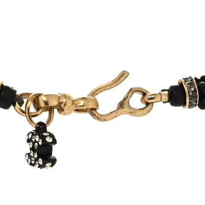 Chanel Wood Crystal Bead Camellia Multi Strand Necklace Black 4 of 6