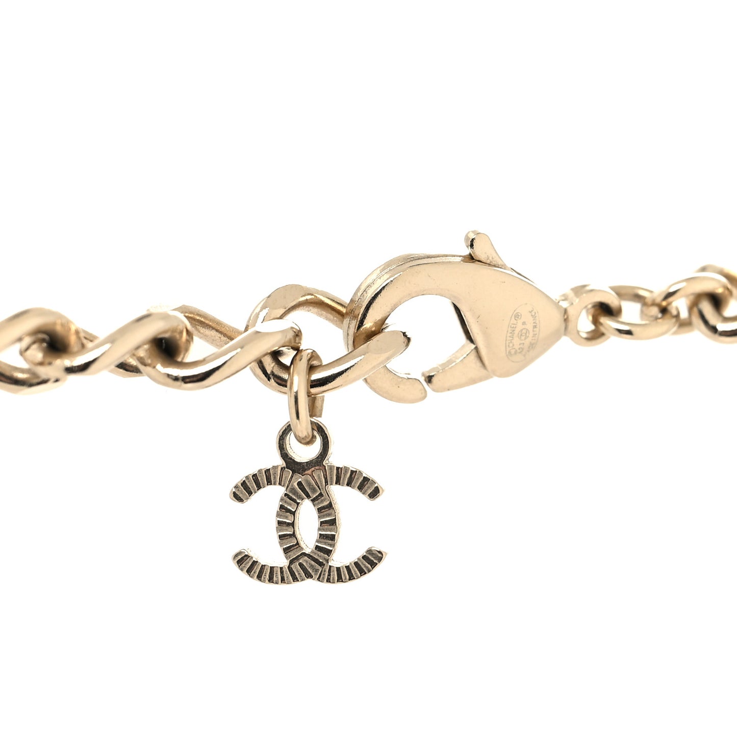 Metal Crystal CC Pendant Necklace Gold