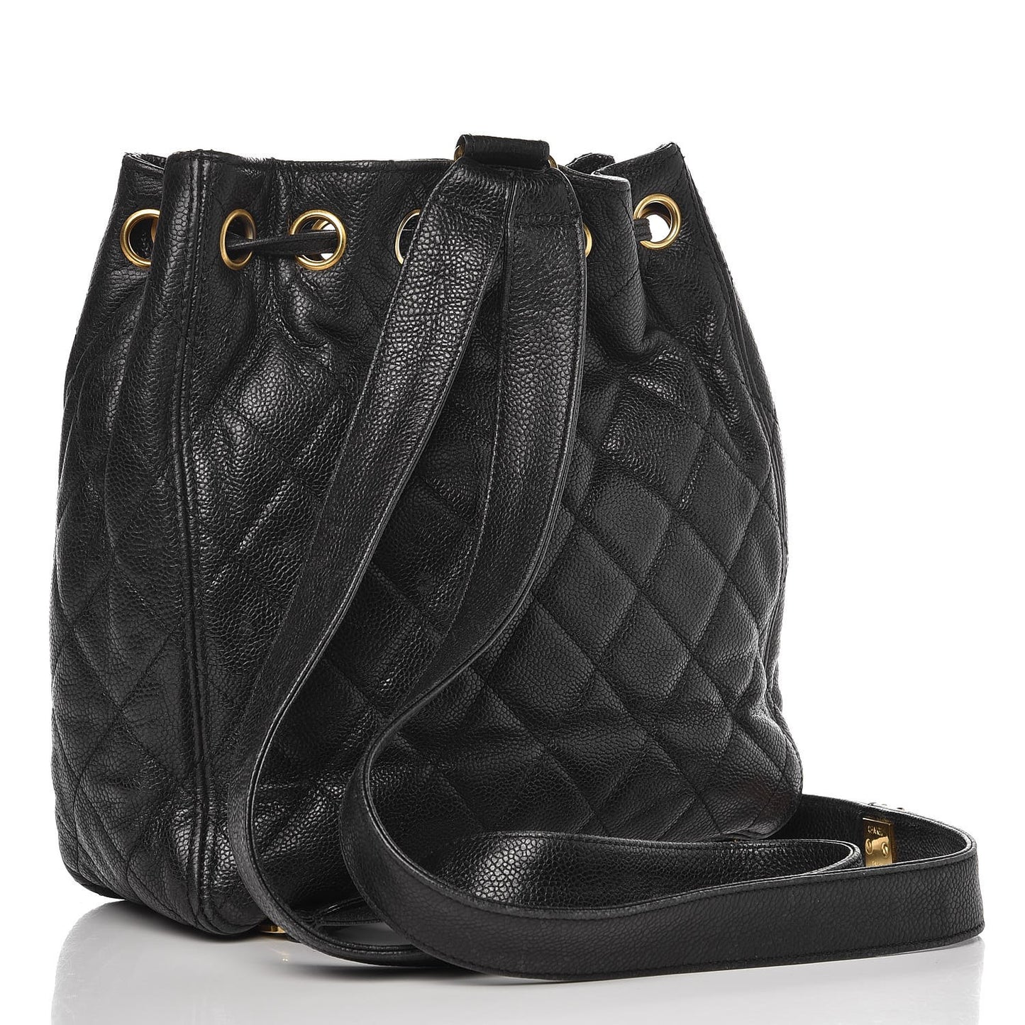 Caviar Quilted Drawstring Backpack Black