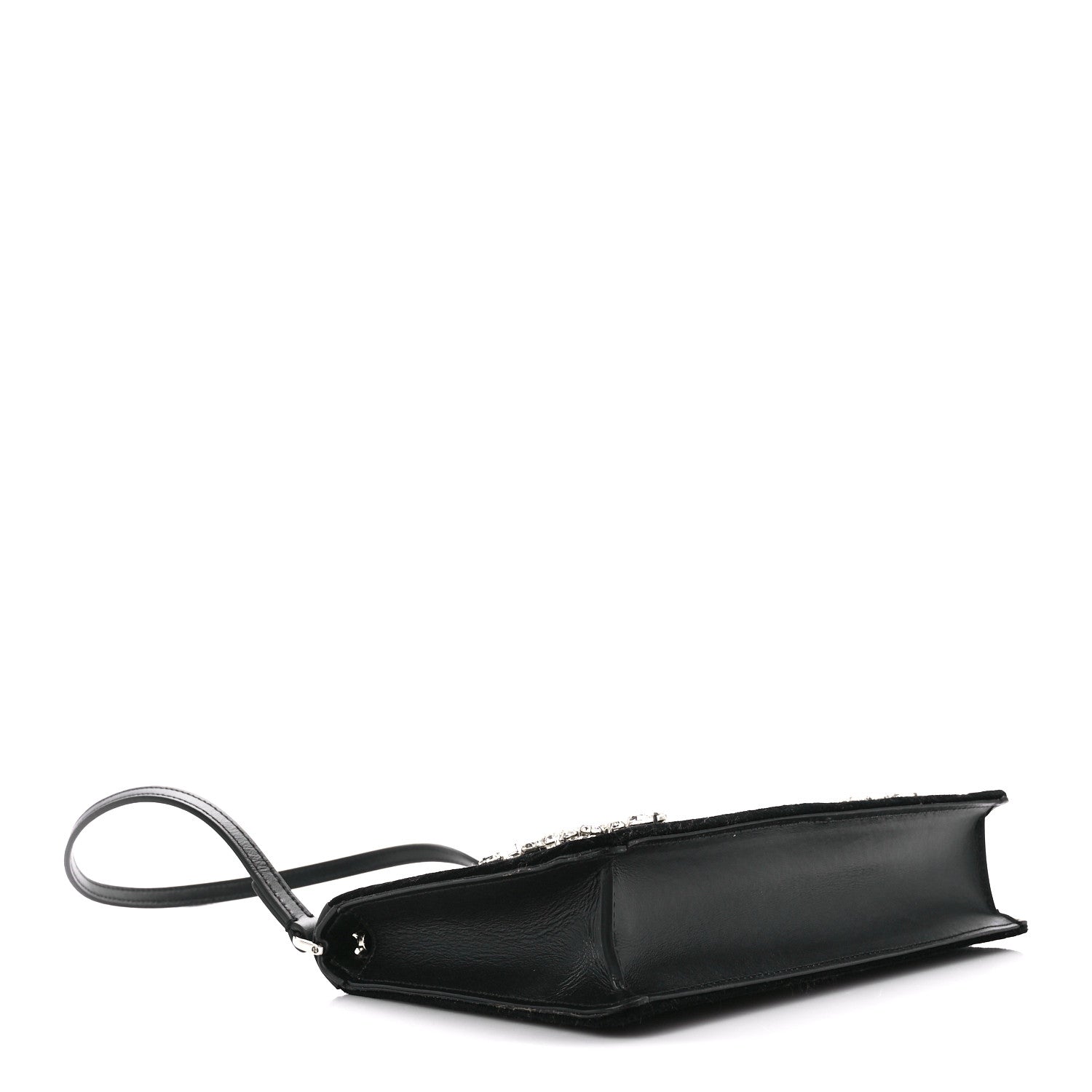 Burberry Velvet Crystal TB Equestrian Knight Shoulder Bag Black 4 of 9