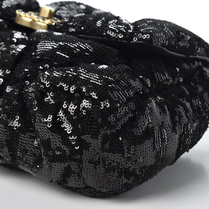 Chanel Sequin Quilted Medium 19 Flap Black 7 of 10