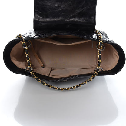 Chanel Glazed Crinkled Lambskin Large East West Flap Black 5 of 10