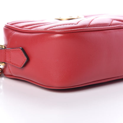 Gucci Calfskin Matelasse Mini GG Marmont Chain Shoulder Bag Hibiscus Red 5 of 15