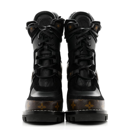 Louis Vuitton Suede Calfskin Monogram Star Trail Ankle Boots 38 Black 2 of 10