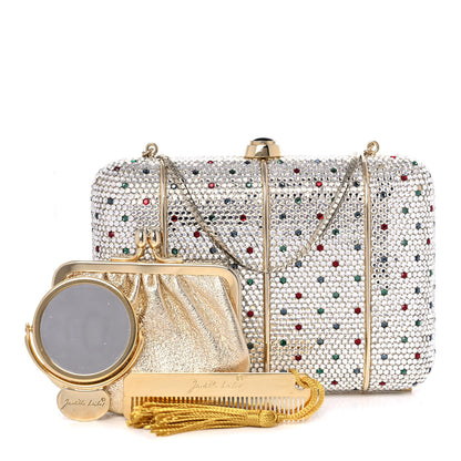 Judith Leiber Swarovski Crystal Minaudiere Clutch Silver Multicolor 1 of 16