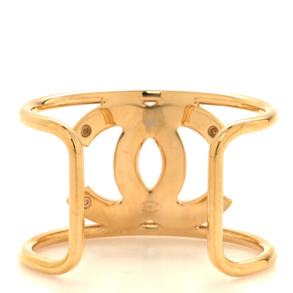 Chanel Metal Resin CC Cuff Gold White 7 of 10