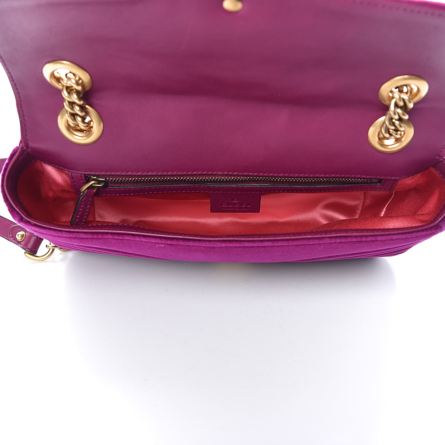 Gucci Velvet Matelasse Small GG Marmont Shoulder Bag Fuchsia Violet Cyclamen 5 of 9