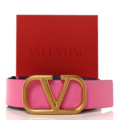 Valentino Garavani Glossy Calfskin VLogo Reversible 40mm Belt 80 32 Feminine Pink Indian Violet 5 of 5