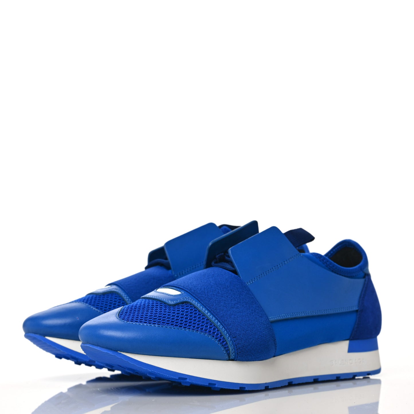 Mesh Calfskin Neoprene Suede Mens Race Runner Sneakers 40 Bleu
