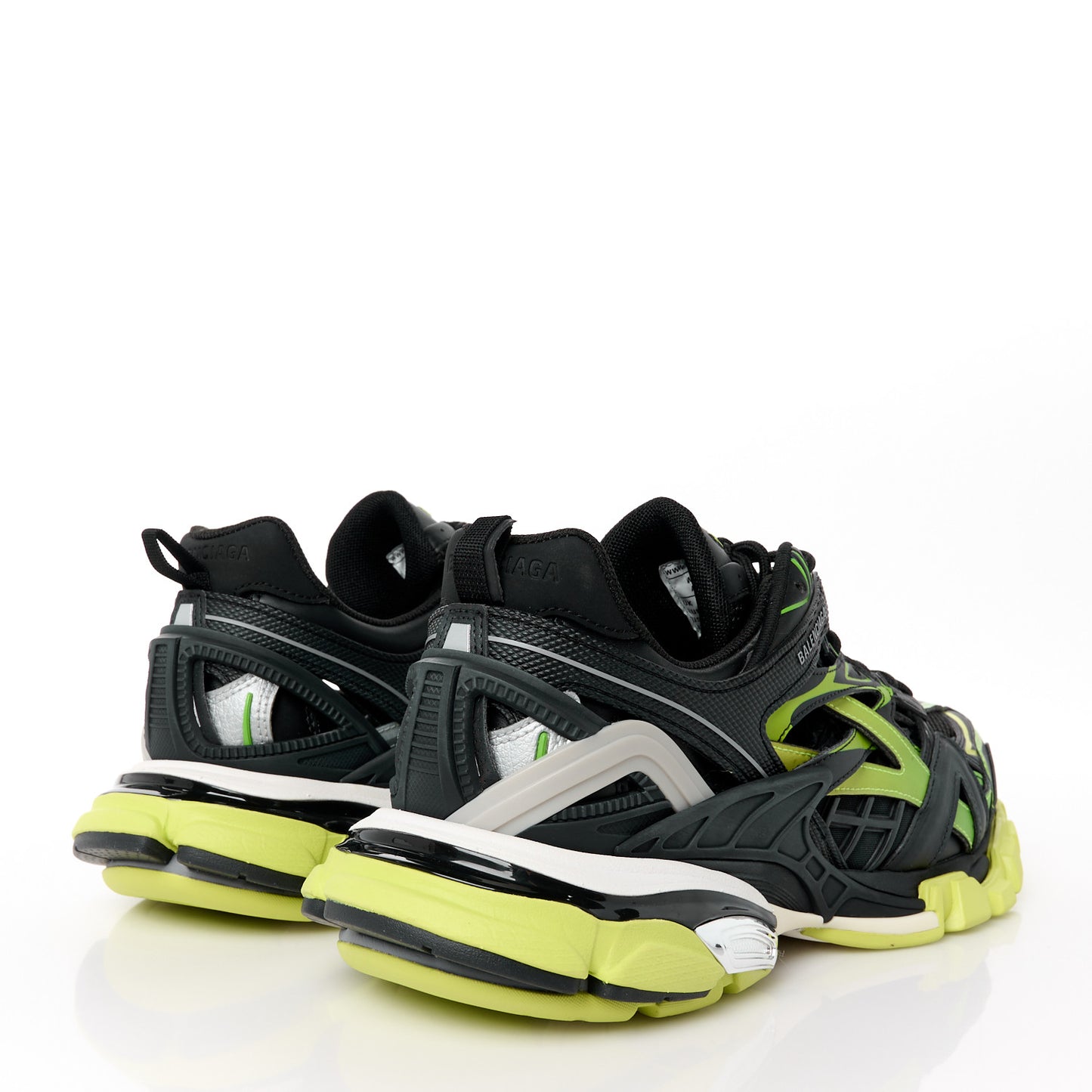 Rubber Mesh Tri-Color Clear Sole Mens Track.2 Open Sneakers 42 Black Yellow