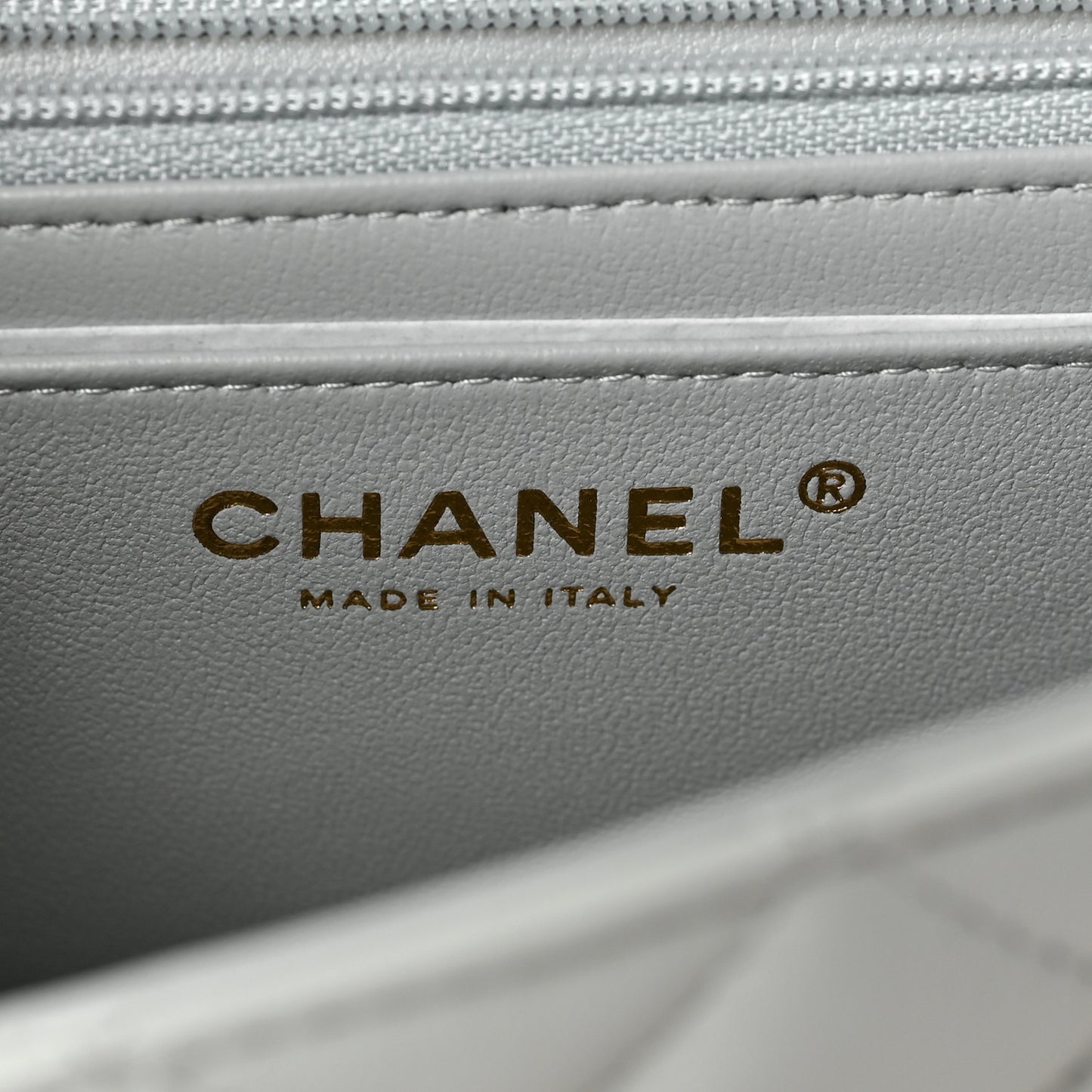 Lambskin Quilted Mini Rectangular Flap Grey