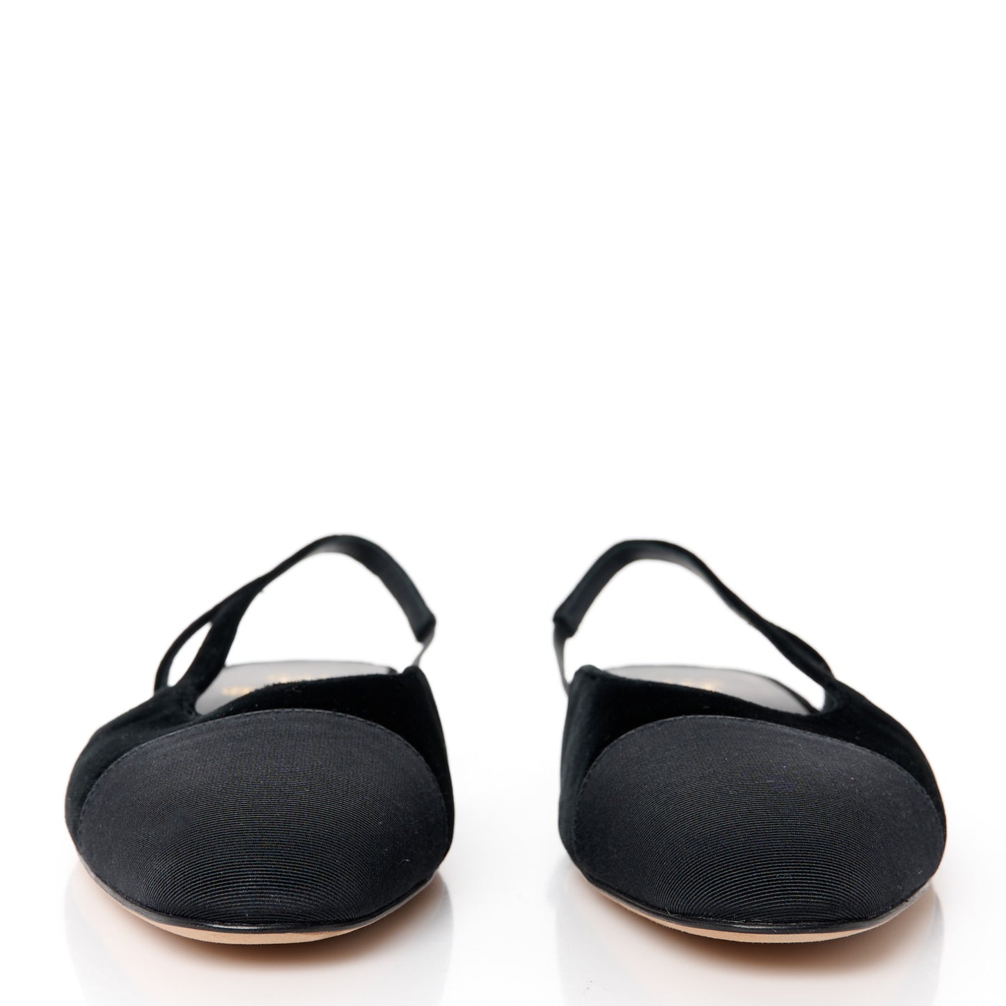 Velvet Grosgrain Cap Toe CC Slingback Flats 39.5 Black