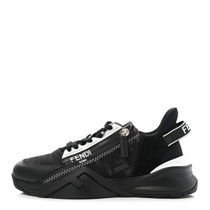 Fendi Nylon Lycra FF Womens Fendi Flow Low Top Sneakers 37 Black Silver Anthracite 1 of 9