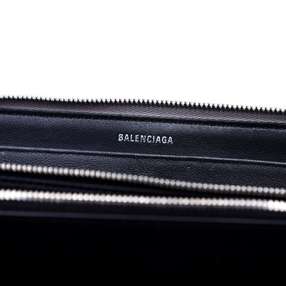 Balenciaga Metallic Calfskin Losange Monogram Everyday Continental Zip Around Wallet Silver Black White 8 of 10