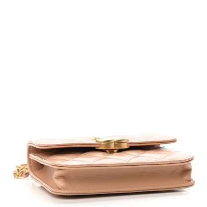 Chanel Calfskin Quilted Perfect Fit Coin Purse With Chain Beige 2 of 4