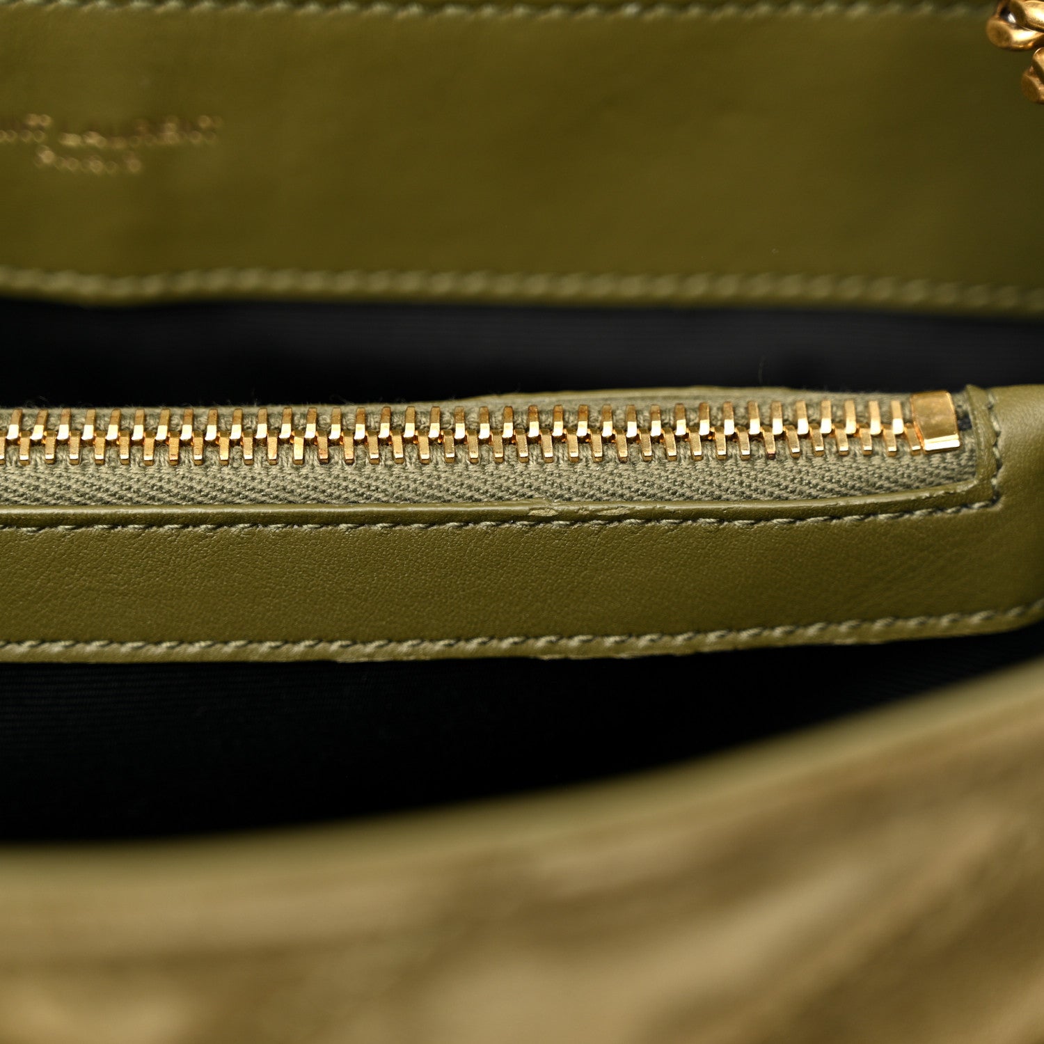 Saint Laurent Suede Calfskin Y Quilted Monogram Small Loulou Chain Satchel Loden Green 11 of 13