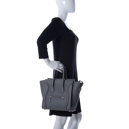 Celine Baby Drummed Calfskin Micro Luggage Kohl 2 of 10