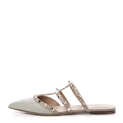 Valentino Garavani Nappa Rockstud Flat Cage Mules 40 Opal Grey Poudre 1 of 8
