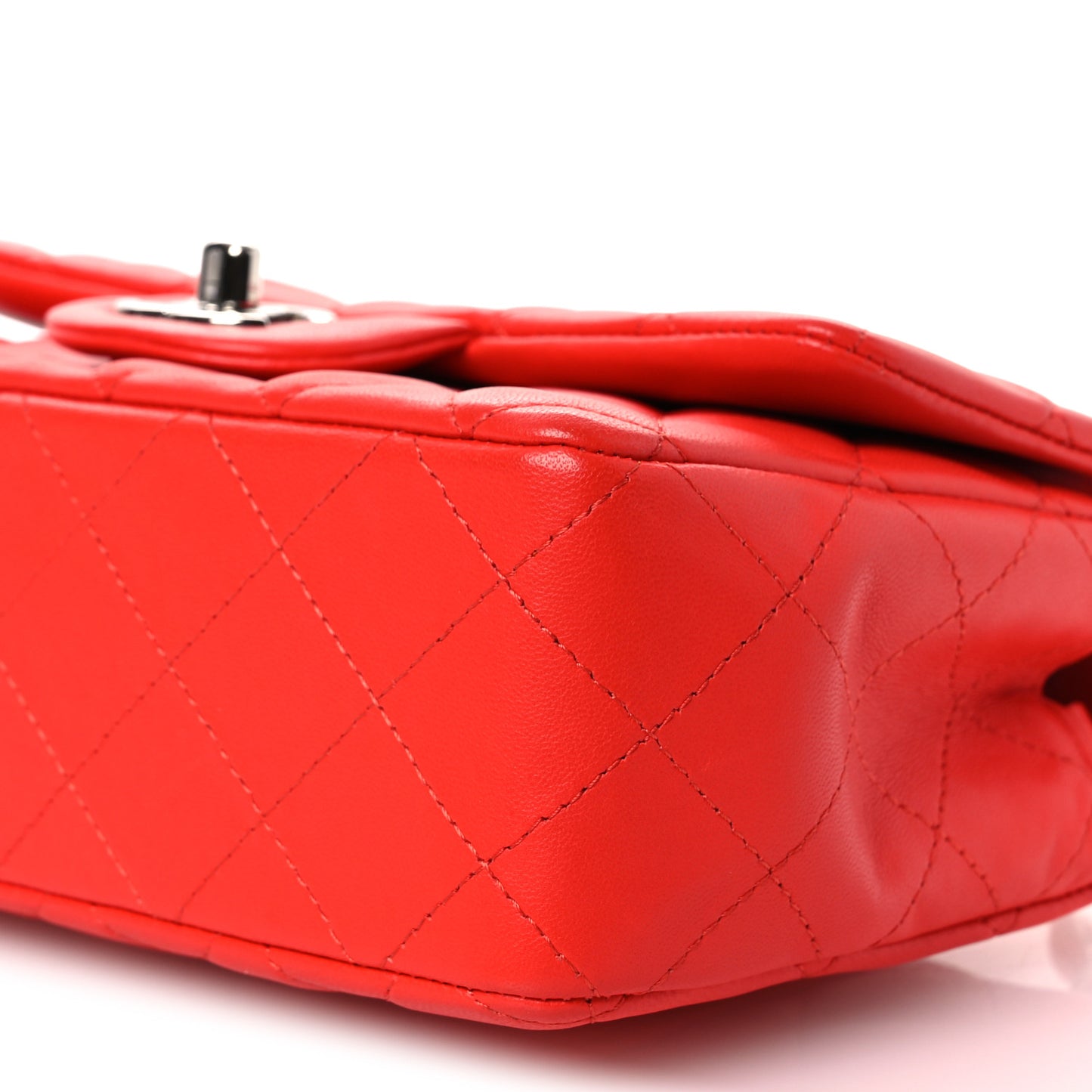 Lambskin Quilted Mini Rectangular Flap Red