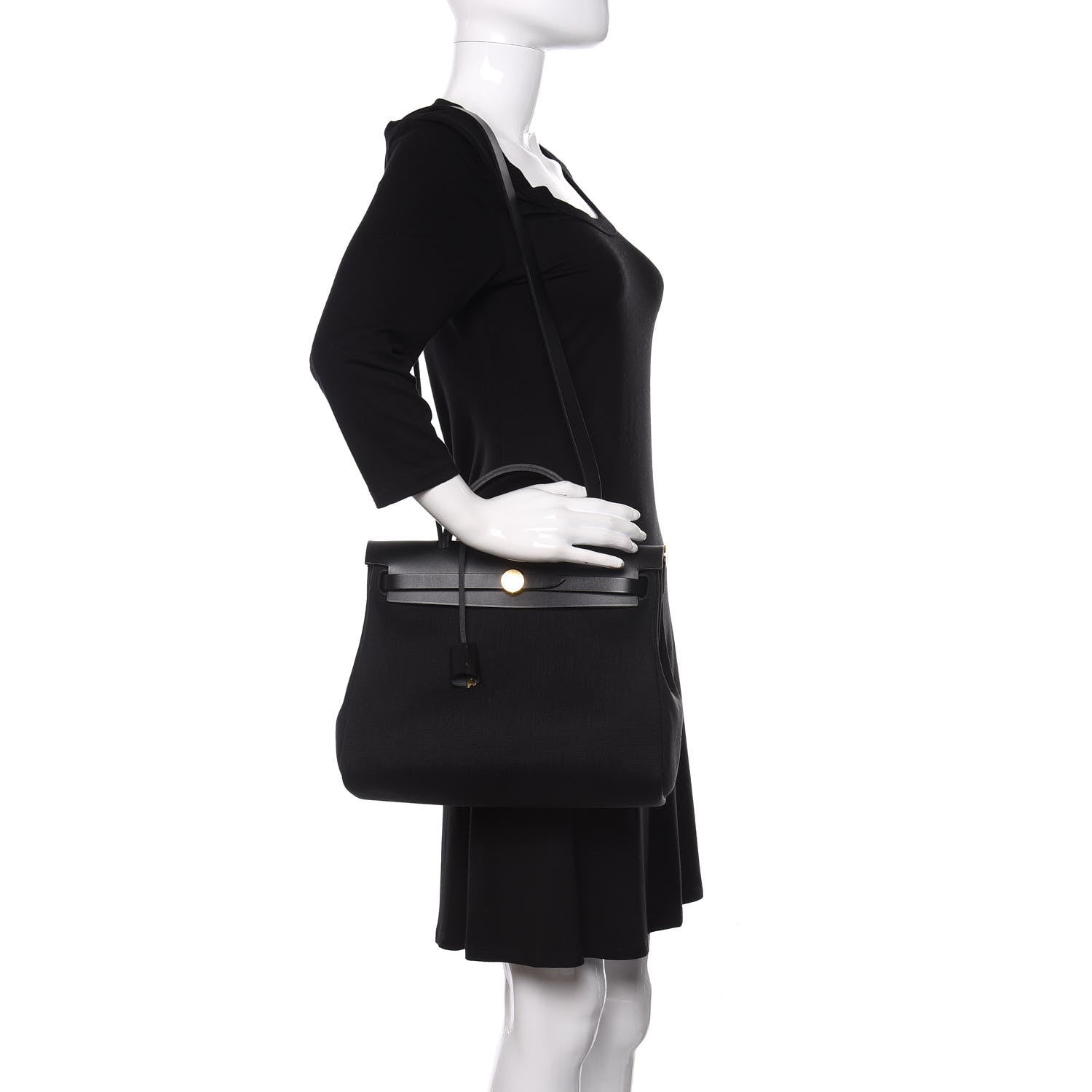 Hermes Military Toile Vache Hunter Herbag Zip PM 31 Black 2 of 12