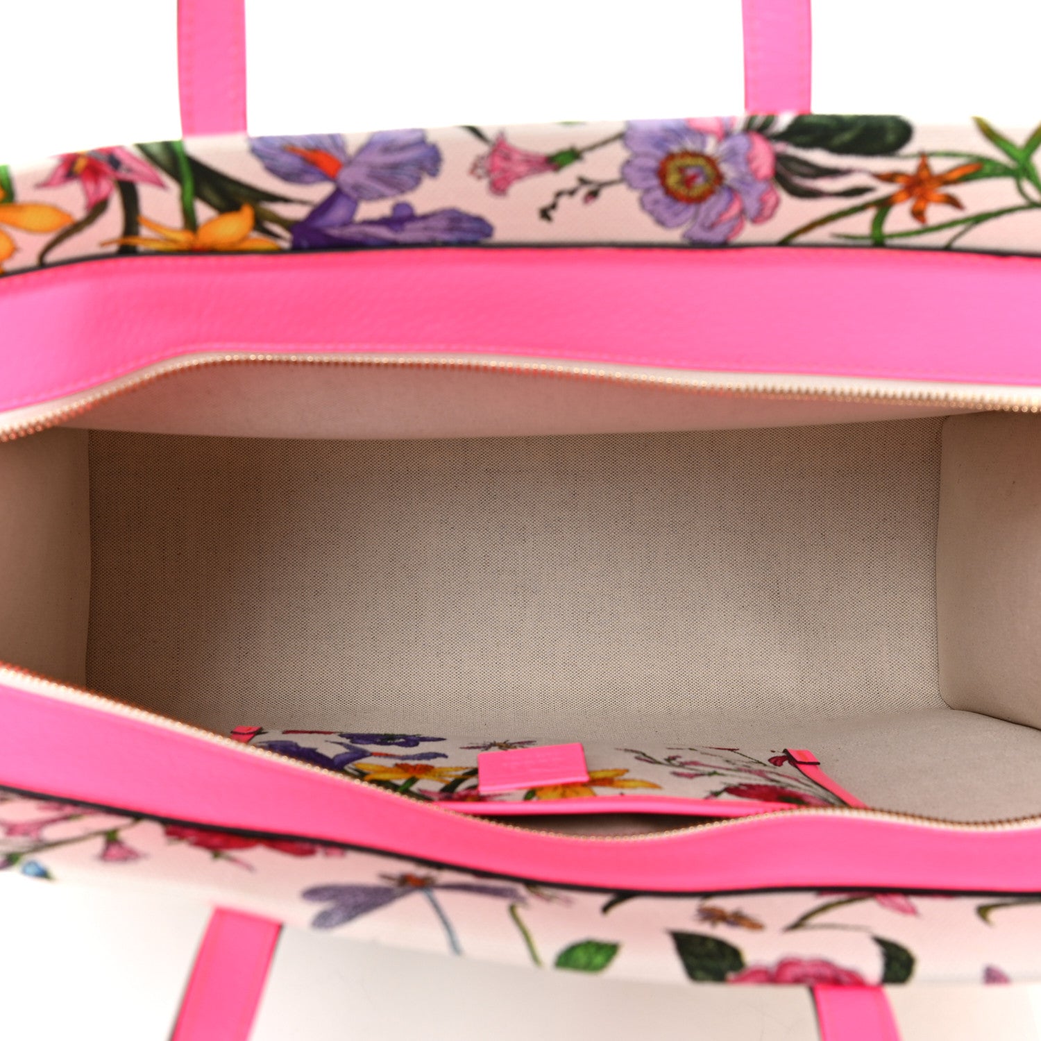 Gucci Canvas Large Flora Tote Pink Multicolor Fuchsia 5 of 10