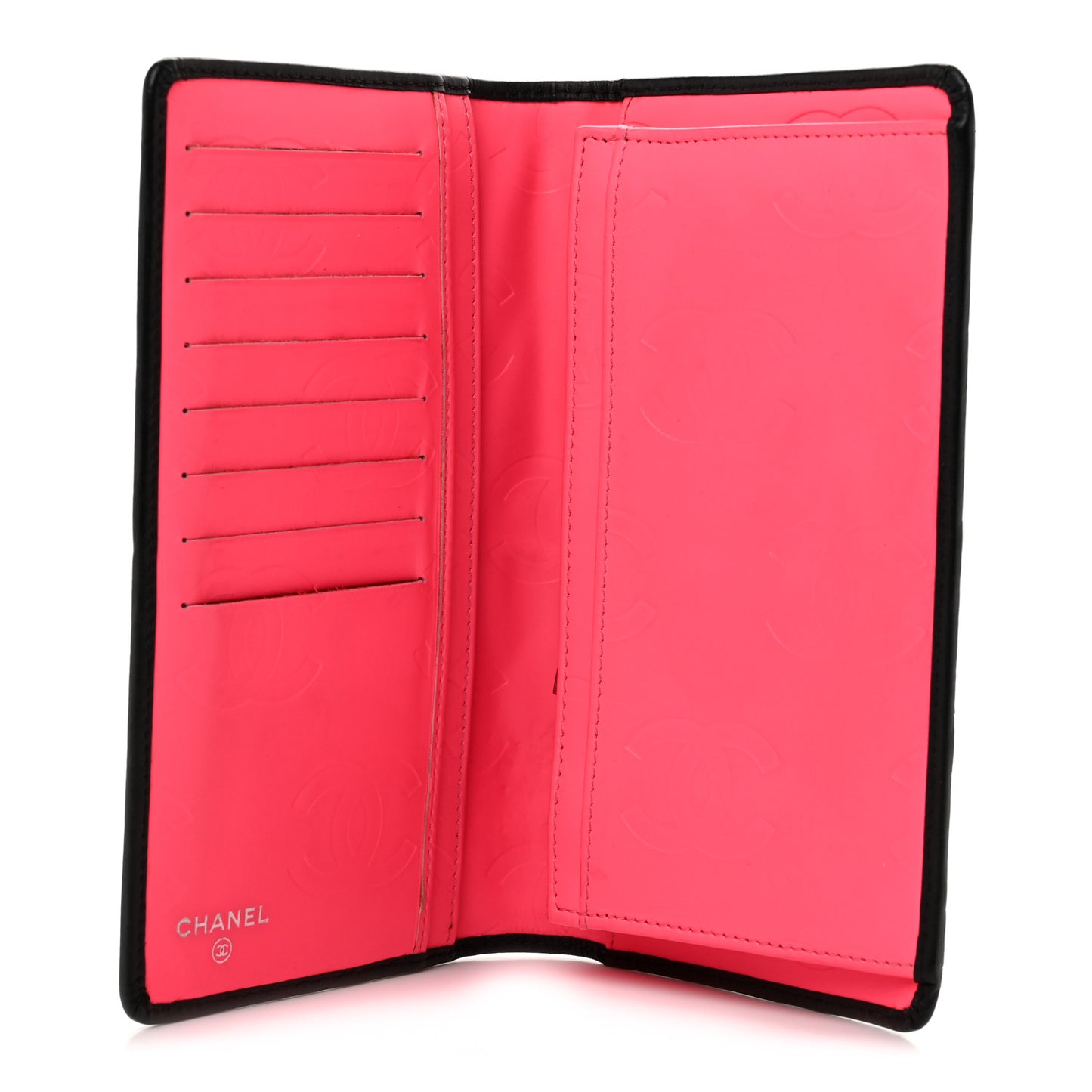 Calfskin Quilted Cambon Yen Wallet Black