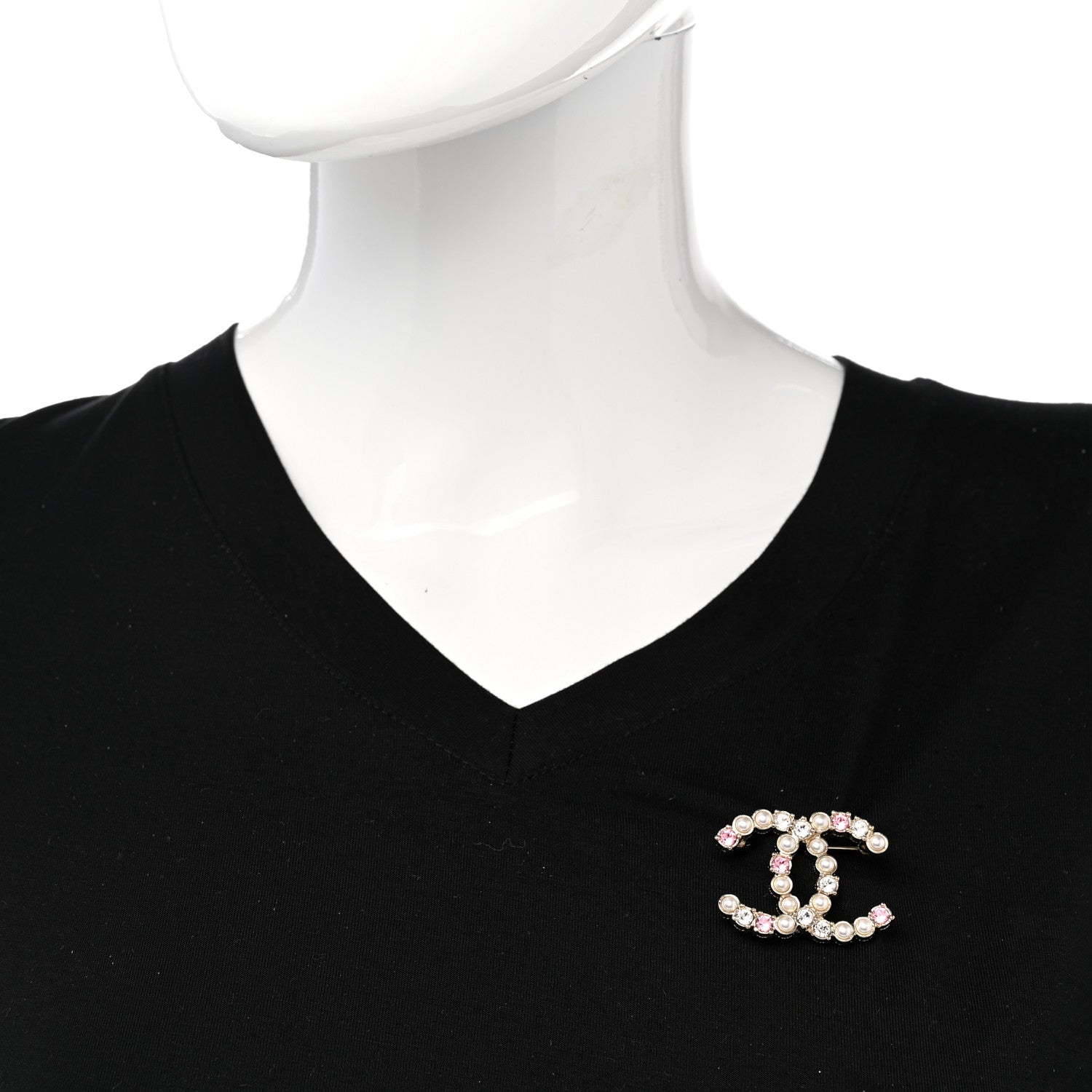 Chanel Pearl Crystal CC Brooch Gold Pearly White Purple 2 of 5