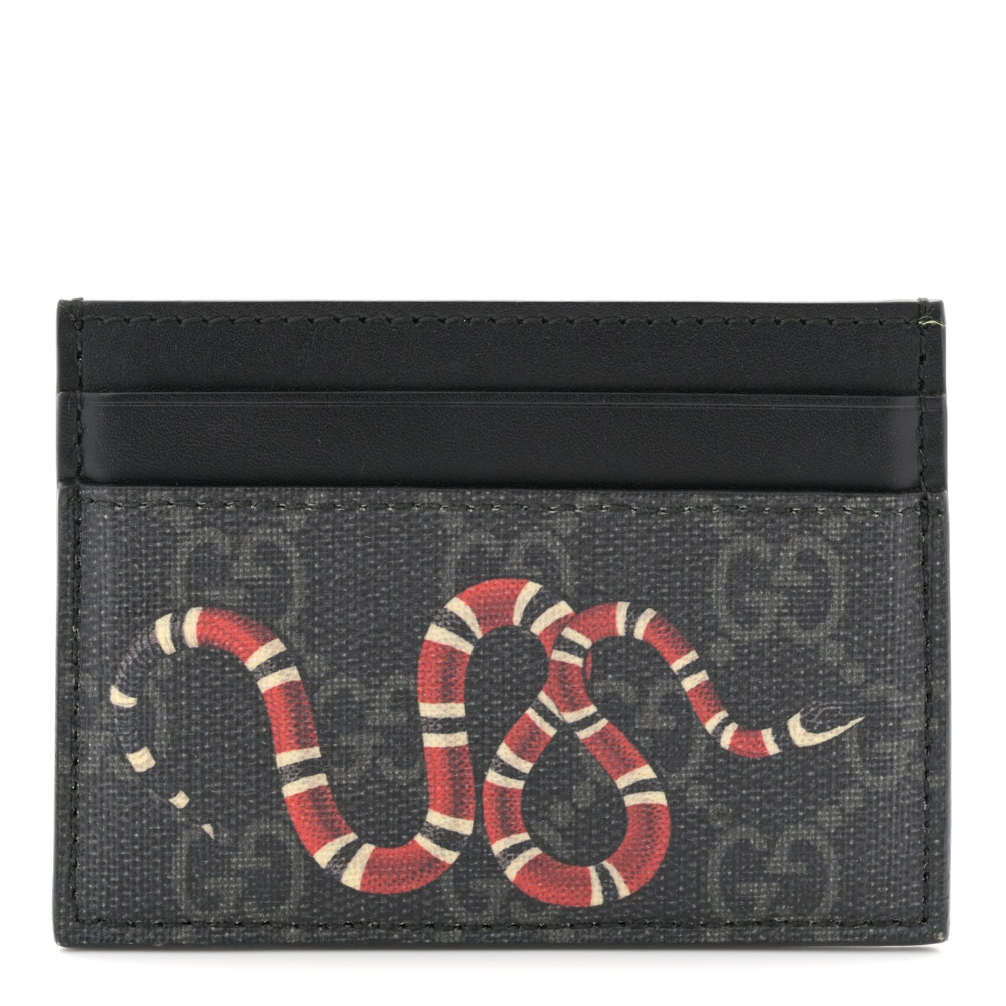 GG Supreme Monogram Kingsnake Card Holder Black Grey