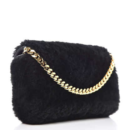 Fendi Shearling Shiny Nappa Micro Baguette Black 3 of 6