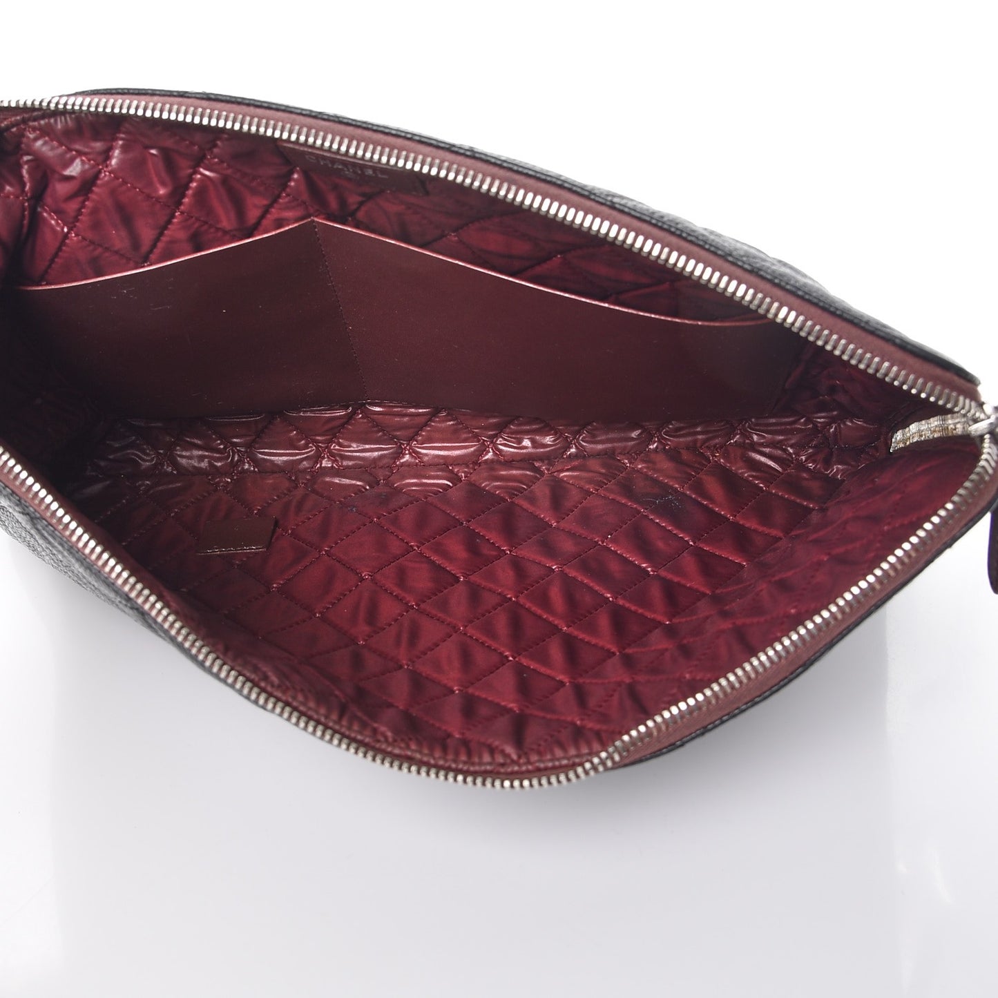 Caviar Quilted Large Slide Pouch Black