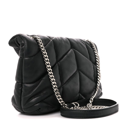 Saint Laurent Lambskin Quilted Toy Loulou Puffer Monogram Chain Satchel Black 3 of 11