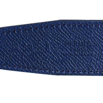 Hermes Swift Epsom Guilloche 32mm H Belt 80 Etoupe Bleu De Malte 6 of 7