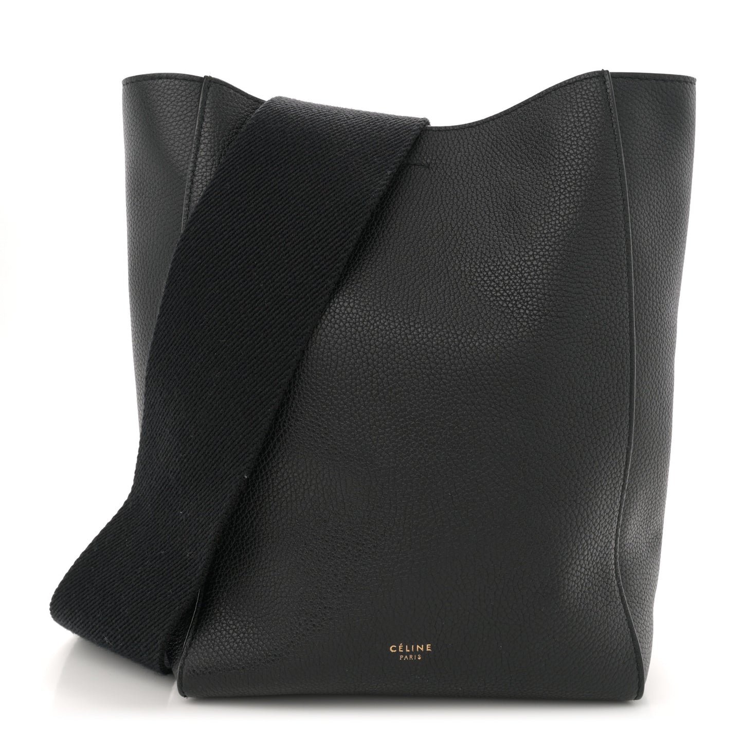 Soft Grained Calfskin Small Sangle Bucket Bag Black