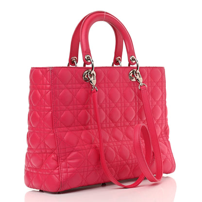 Christian Dior Lambskin Cannage Large Lady Dior Fuchsia 3 of 17