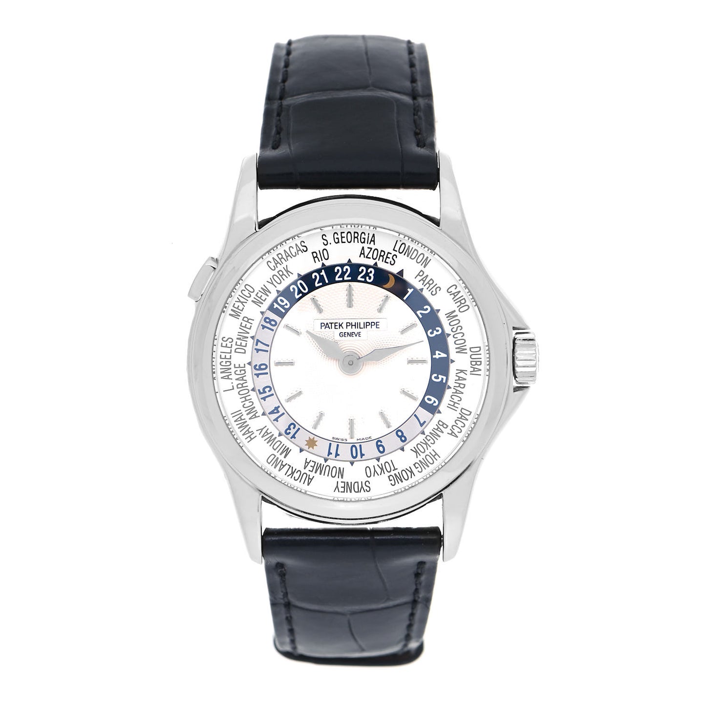 18K White Gold Alligator 37mm Complications World Time Automatic Watch 5110G-001