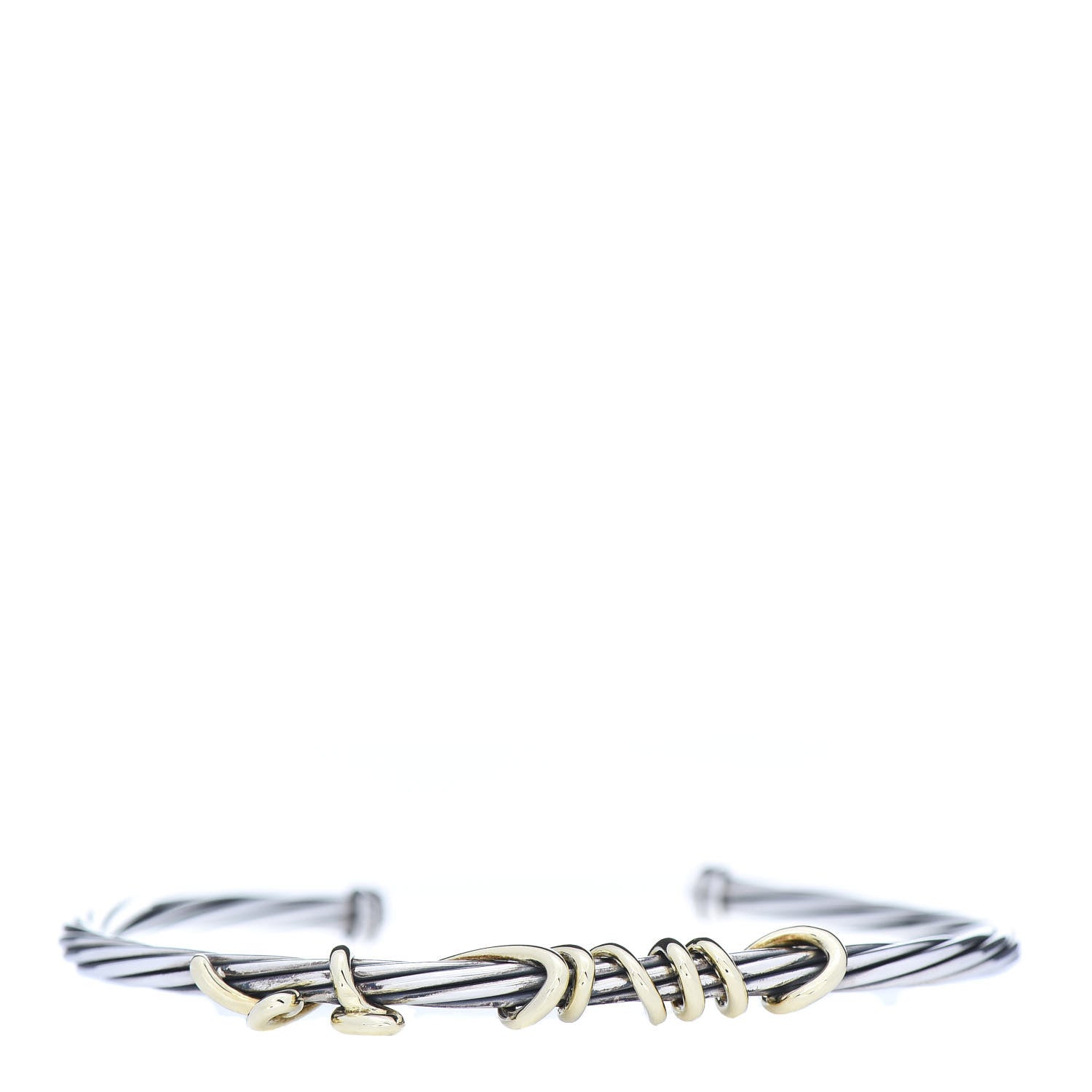 David Yurman Sterling Silver 14K Yellow Gold DY Whispers Te Amo Bracelet 1 of 6