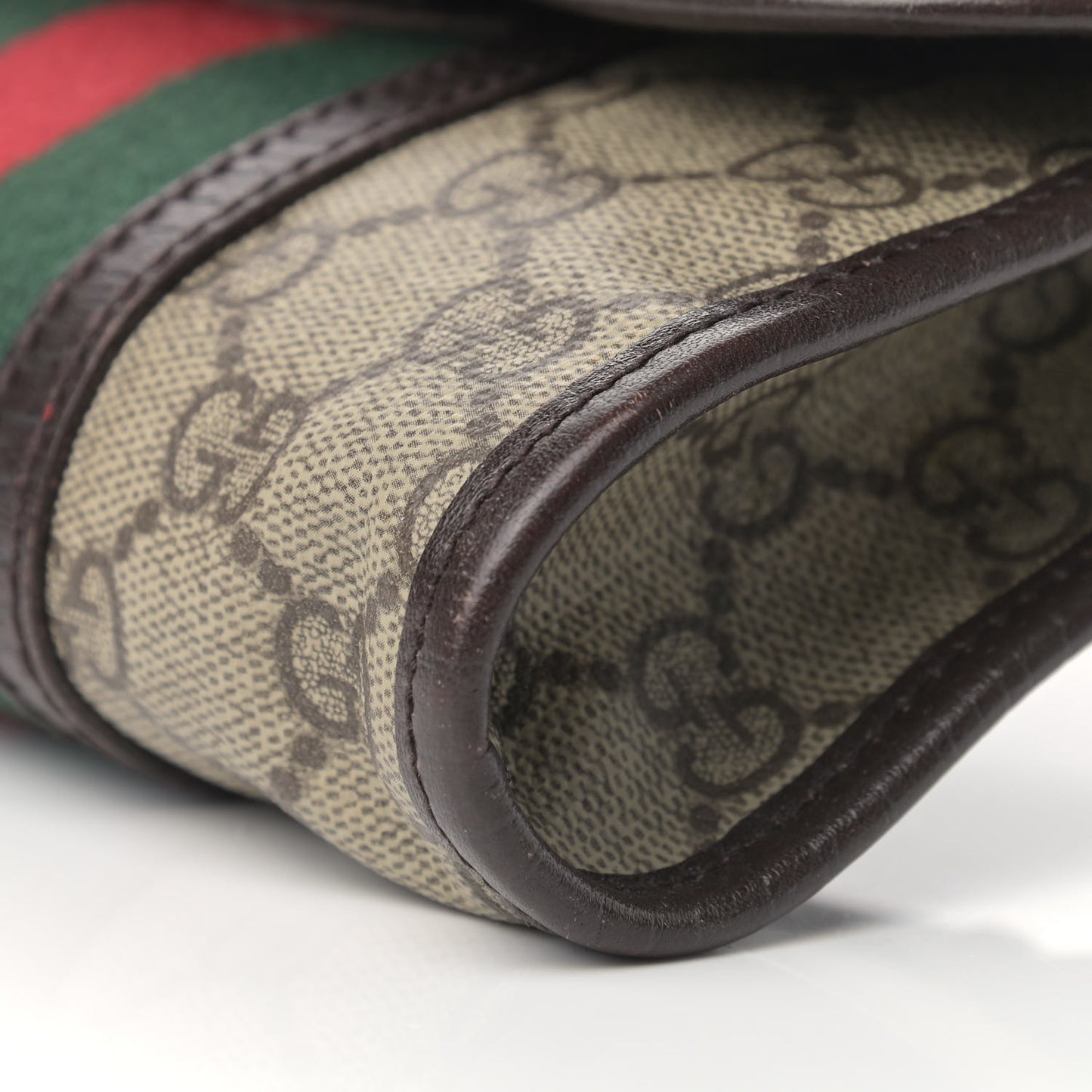 GG Monogram Plus Web Belt Bag Dark Brown