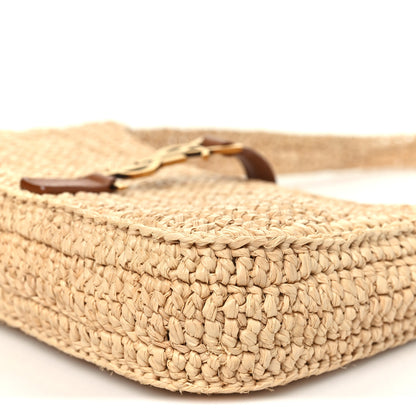 Saint Laurent Raffia Calfskin Le 5 A 7 Mini Hobo Natural Brick 10 of 10