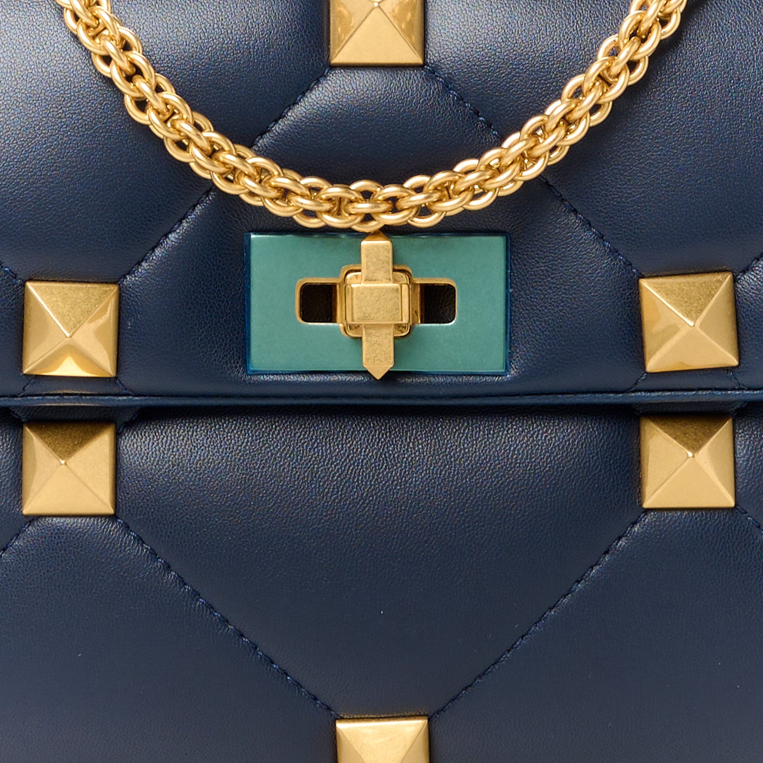 Valentino Garavani Nappa Large Roman Stud Shoulder Bag Marine 8 of 10