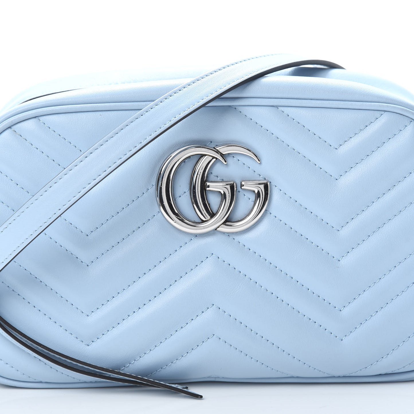 Calfskin Matelasse Small GG Marmont Chain Shoulder Bag Porcelain Light Blue
